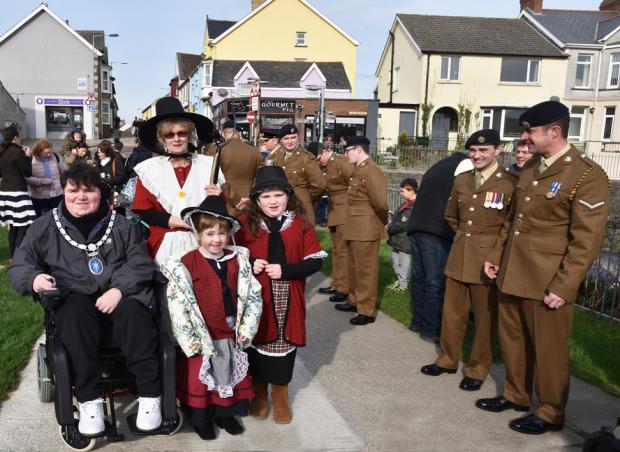 Western Telegraph: Kay Roach as Jemima Nicholas led the parade in the last invasion of Britain in 2019. Picture: Johnny Morris