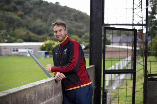 Former Wales captain Ryan Jones at his old club Risca RFC in 2017. Picture: Huw Evans Picture Agency
