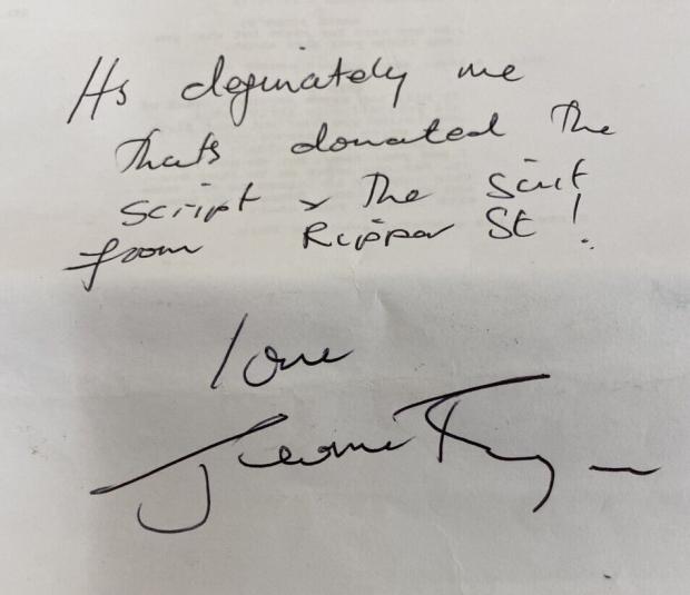 Western Telegraph: The all important authentication note from Jerome Flynn