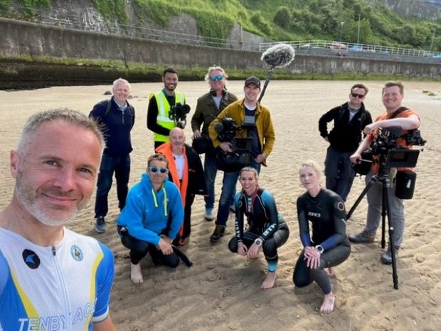 Western Telegraph: Tenby Aces enjoyed sharing the spotlight with the tv star. Picture: Helena Warne