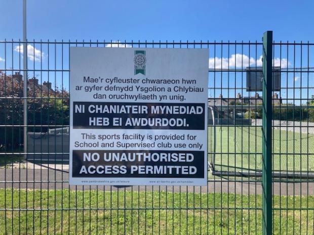 Western Telegraph: No access is permitted to Neyland MUGA during school holidays