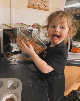 Western Telegraph: Oswyn was happy with her chocolate mixture in the bowl. Western Telegraph: Oswyn was happy with her chocolate mixture in the bowl.