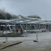 The solar car parking canopies in County Hall car park will contribute to the project's £200,000 saving each year