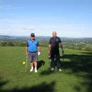John Richards and Steve Jones, overall champion, on the Button Course at Cottrell Park