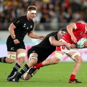 James Davies being tackled by Brody Retallick Wales v New Zealand at the 2019 World Cup. Picture: David Davies/PA Wire