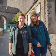 Lara Steward pictured at Pembroke Castle with one of the staff members