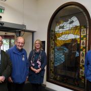 Cllr Rhys Sinnett, John Evans, Cathy Butler who is the co-ordinator of Pembroke Dock library and Rik Saldanha who is the Heritage Centre trustee.