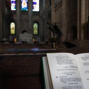 Hymn book open ahead of service at Norwich cathedral. Hymn book open ahead of service at Norwich cathedral (Contributor: Tim James/Mabel Gray / Alamy Stock Photo)