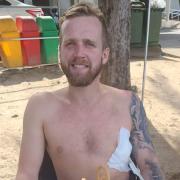 Adam Davies from Dinas Cross was badly injured in a motorbike crash in Thailand. Picture: Davies family