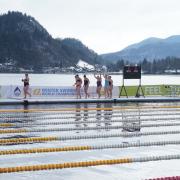 The Bluetits Chill Swimmers at the Winter Swimming World Championships at Lake Bled in Slovenia .