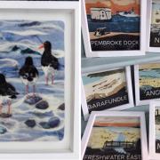 Felted oystercatchers and seaside graphics can be enjoyed in the exhibition.