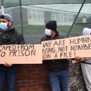 Protests over their  living conditions were made by asylum seekers in Penally Camp.