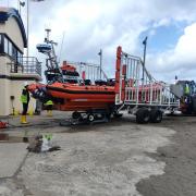 The B class lifeboat Albatross returns to Cardigan RNLI Lifeboat Station following the incident.