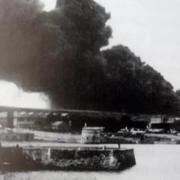The oil tanks inferno saw thick smoke hanging over Pembroke Dock and surrounding area.