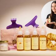 Lucie Macleod (inset) created Hair Syrup, a brand of pre-wash oils for hair.