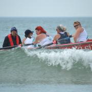 The winning ladies crew, Merched y Mor from Solva, after finishing the challenge.