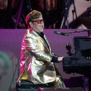Elton John pictured on the Pyramid Stage in Glastonbury last night.