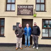 Clive Hampton,-property officer, Geraint Evans- chair person and Mark Austin-Liason officer, outside the pub which has now been bought by the community.