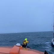 St Davids RNLI responding to the yacht's early morning mayday call.