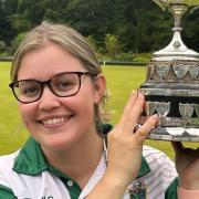 Katie Thomas, of Whitland Bowling Club, after being crowned ladies singles champion at the Welsh National Bowls Finals at Llandrindod Wells last week.