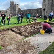 Archaeologists at work on the site at Pembroke Castle