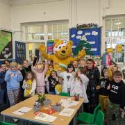 Pupils at Ysgol Wdig enjoyed a visit from Pudsey.