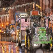 A convoy of sparkling tractors took to the streets of Cardigan.