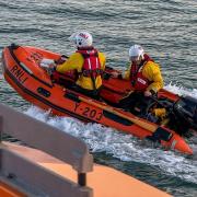 Angle RNLI's Y boat, pictured here on a previous call out, was used to tow a stranded sailor to safety.