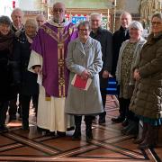Rev Martin Cox and Mrs Barbara Cox are pictured with wardens of the four churches of the Narberth Benefice - St Andrew's, Narberth; Holy Cross, Robeston Wathen; St John the Baptist, Templeton and St Womar's, Minwear.