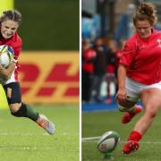 Jasmine Joyce (L in red) and Lleucu George (R) will start for Wales Women against England, alongside Carys Phillips