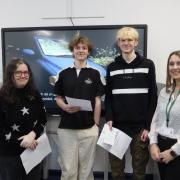 The winner and runners up of the Pembrokeshire College road safety competition