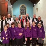 The seven school chaplains chosen by the Bishop Dorrien during a special service at St Mary's Church