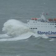 The Stena Europe battles rough seas on a previous stormy crossing.