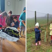 Events included a planting and giveaway event in St Nicholas Village Hall (left) and planting trees in Roch and Nolton (right)