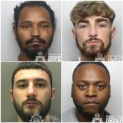 Suroj Bk, Kane Watson, Robert Ward, Ervis Kerciku, Nathan Smith, and Redis Shahini (clockwise from top left) have been jailed in May.