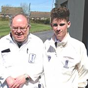 Kieran O'Connor with his mentor Huw Davies prior to his first match (26808793)