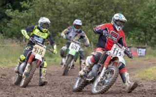 112 Anthony Grifith from Clunderwen leads the pack on his Yahaha 250 in the Evo class