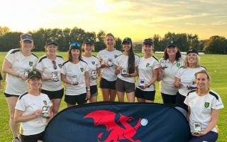 Llanrhian Ladies with their runners-up awards in the Cricket Wales Women's 100 Ball Welsh Cup.