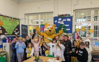 Pupils at Ysgol Wdig enjoyed a visit from Pudsey.