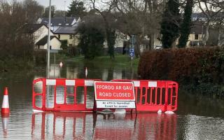 Flooding on Clickett Lane in Tenby.