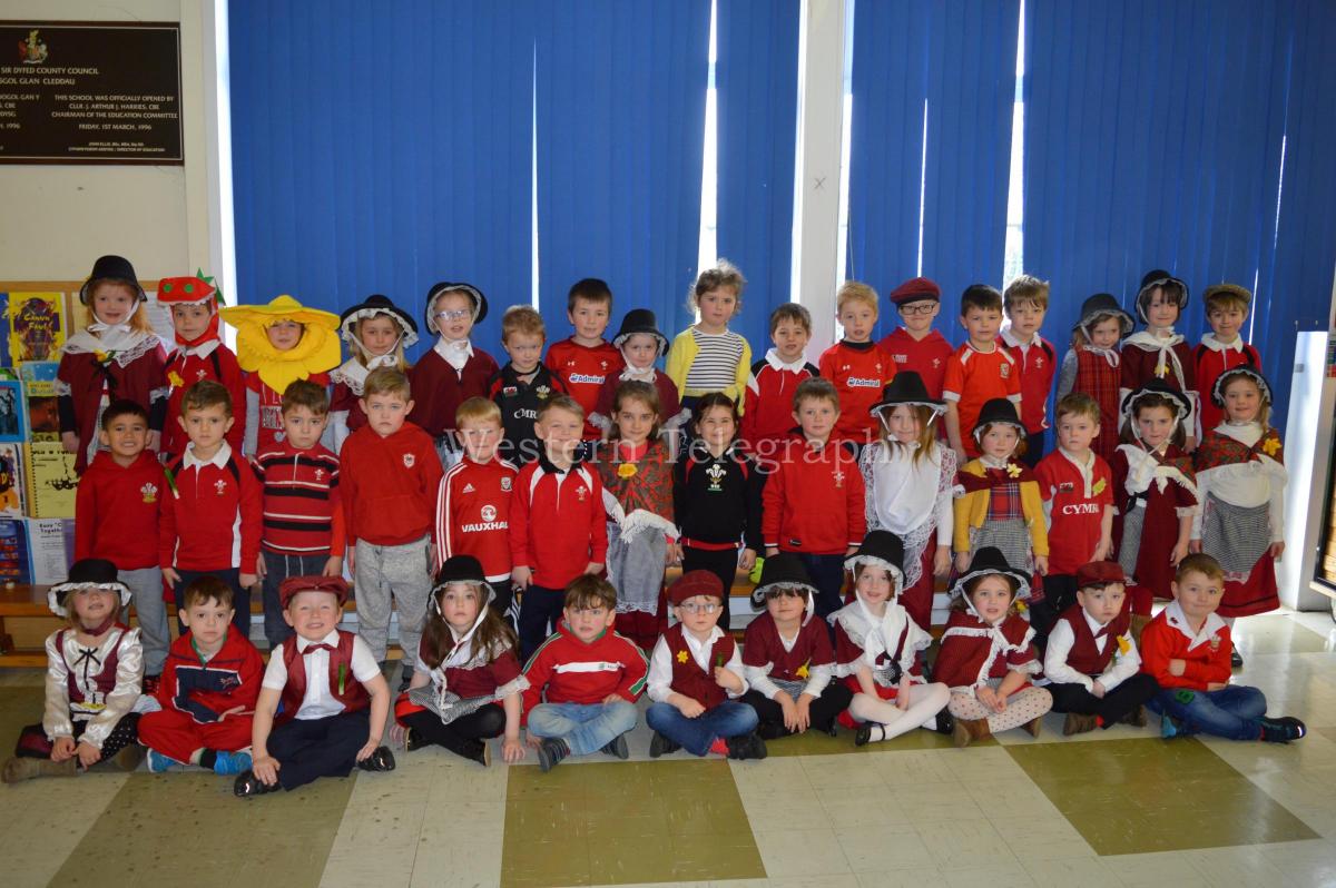 Pupils from the Haverfordwest area celebrating St David's Day 2017. PICTURE: Western Telegraph