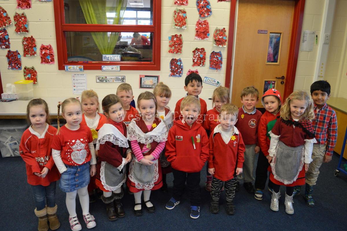 Pupils from the Haverfordwest area celebrating St David's Day 2017. PICTURE: Western Telegraph