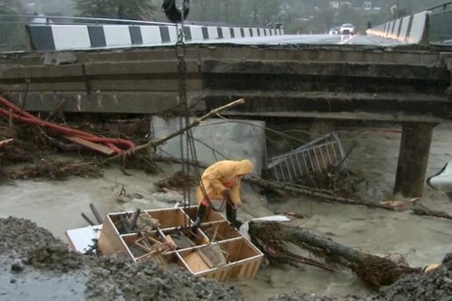 The scene of a bridge collapse near Tuapse